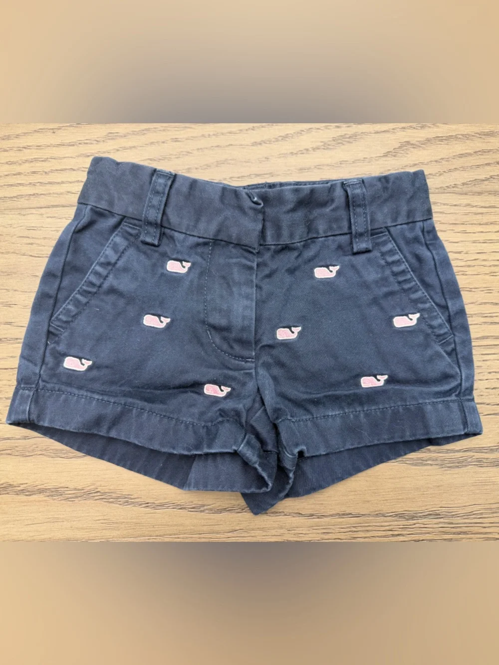Vineyard Vines Girls 2T Shorts Navy Pink Whale Print Chino